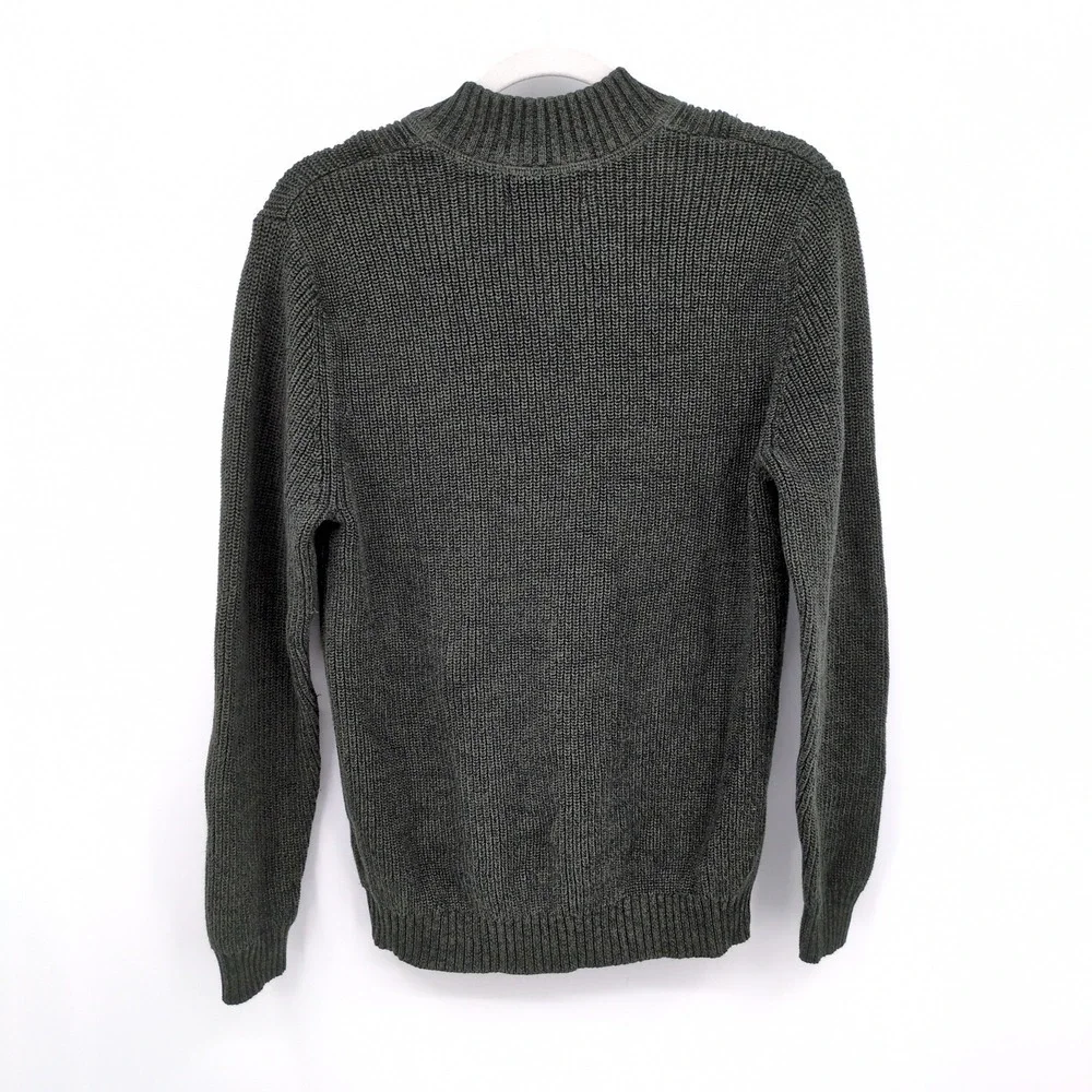Eddie Bauer Men's Shawl‎ Collar Sweater Green 100% Cotton Small Chunky Outdoor - Picture 2 of 10